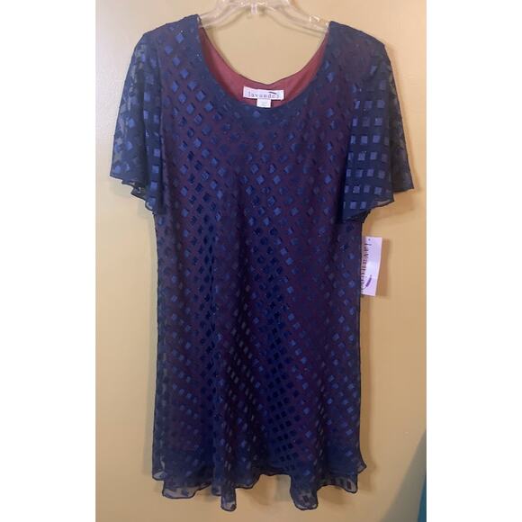 Lavande Shift Dress Flounce Hem Flutter Sleeves - Size 14 - Picture 1 of 7